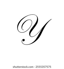 Elegant calligraphy letter Y with swirling design.