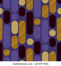 Elegant calm vintage vibes geometric pattern. Violet and wood hues striped geometry composition. Repeatable motif, tile rapport for background, wrap, fabric, textile, wrap, surface, print design. 
