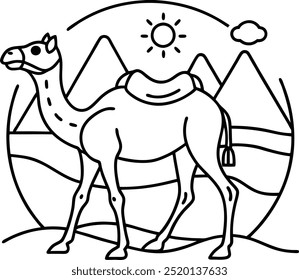 Elegant camel walking vector art perfect for travel and adventure projects