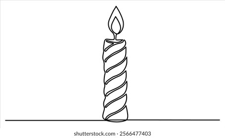 Elegant Candle continuous one line art drawing illustration. 