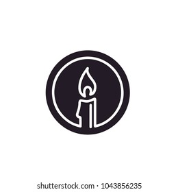 Elegant Candle and flame silhouette logo design 