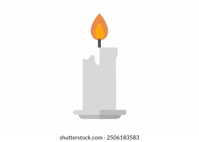 Elegant Candle Icon Design - Vector Logo, Cartoon Clipart