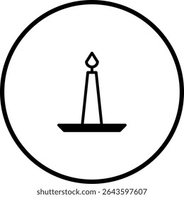 Elegant Candle Icon: Simple Black and White Vector Symbol for Light and Warmth