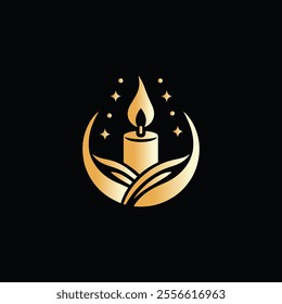 Elegant Candle Vector Logo Design