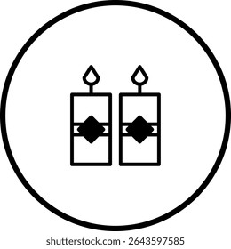 Elegant Candles within Circular Frame: Simple Black and White Festive Icon Design