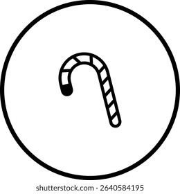 Elegant candy cane icon design with circular border for festive winter celebration