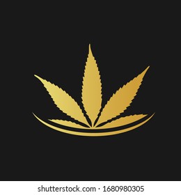 elegant cannabis with gold color.