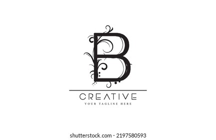 Elegant capital letter B in the style of the Baroque. To use monograms, logos, emblems and initials.