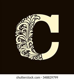 Elegant capital letter C  in the style of the Baroque. To use monograms, logos, emblems and initials.