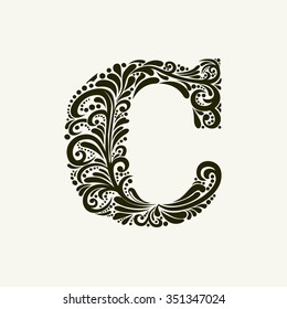 Elegant capital letter C in the style of the Baroque. To use monograms, logos, emblems and initials.