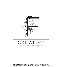 Elegant capital letter F in the style of the Baroque. To use monograms, logos, emblems and initials.