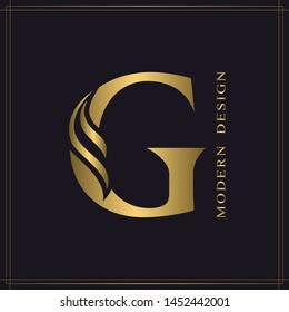 Elegant Capital letter G. Graceful Royal Style. Calligraphic Beautiful Logo. Vintage Gold Drawn Emblem for Book Design, Brand Name, Business Card, Restaurant, Boutique, Hotel. Vector illustration