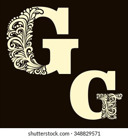 Elegant capital letter G in the style of the Baroque. To use monograms, logos, emblems and initials.