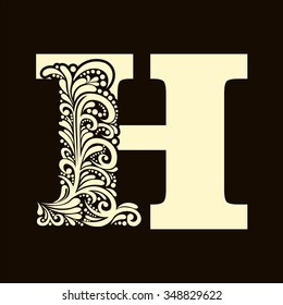 Elegant capital letter H  in the style of the Baroque. To use monograms, logos, emblems and initials.
