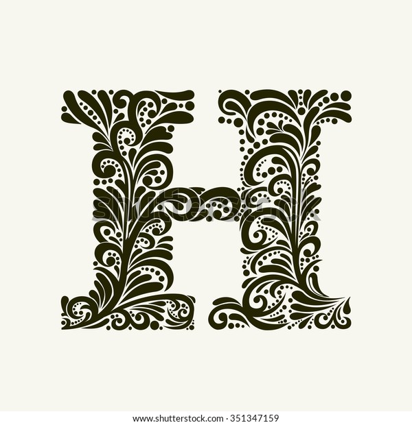 Elegant Capital Letter H Style Baroque Stock Vector (Royalty Free ...