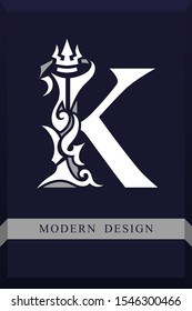 Elegant Capital letter K. Graceful Royal Style. Creative Calligraphic Beautiful Logo. Vintage Drawn Emblem for Book Design, Brand Name, Business Card, Restaurant, Boutique, Hotel. Vector illustration