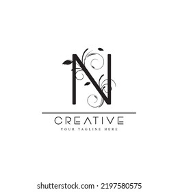 Elegant capital letter N in the style of the Baroque. To use monograms, logos, emblems and initials.