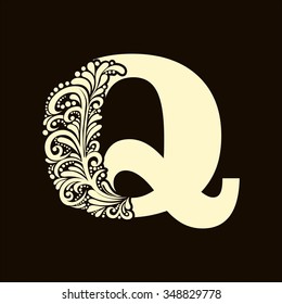 Elegant Capital Letter Q Style Baroque Stock Vector (Royalty Free ...