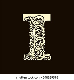 Elegant capital letter I  in the style of the Baroque. To use monograms, logos, emblems and initials.