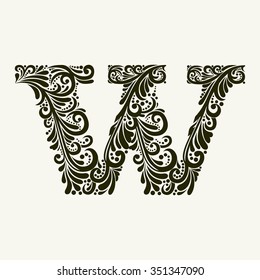 Elegant capital letter W in the style of the Baroque. To use monograms, logos, emblems and initials.