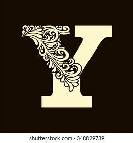Elegant capital letter Y in the style of the Baroque. To use monograms, logos, emblems and initials.