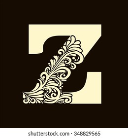 Elegant capital letter Z in the style of the Baroque. To use monograms, logos, emblems and initials.