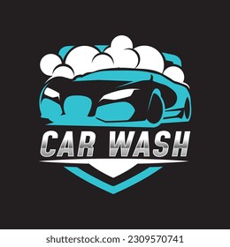 Elegant car wash logo design. Car washing service vector illustration