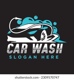 Elegant car wash logo design. Car washing service vector illustration