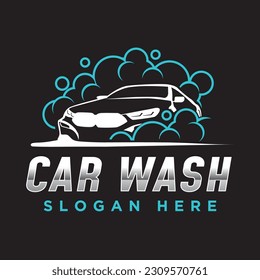 Elegant car wash logo design. Car washing service vector illustration