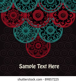 Elegant Card With Abstract Round Lace Flowers