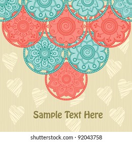 Elegant Card With Abstract Round Lace Flowers