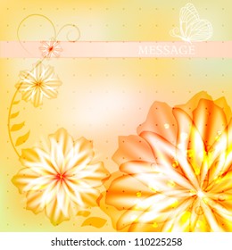 Elegant card with abstract watercolor flowers
