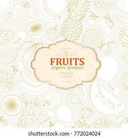 elegant card with collection of fresh fruits and berries for your design