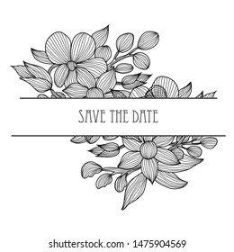Elegant card with decorative flowers, design elements. Can be used for wedding, baby shower, mothers day, valentines day, birthday cards, invitations, greetings. Vintage decorative flowers
