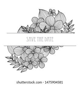 Elegant card with decorative flowers, design elements. Can be used for wedding, baby shower, mothers day, valentines day, birthday cards, invitations, greetings. Vintage decorative flowers