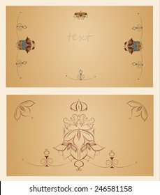  Elegant Card With Decorative Flowers , Design Element Can Be Used For Wedding,  Mothers Day, Valentines Day, Birthday Cards, Invitations,  business cards