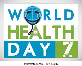 Elegant card design with a flat stethoscope to commemorate World Health Day.