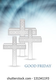 Elegant card design for good friday with three silver color crosses. vector illustration