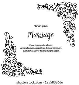 elegant card design with natural botanical with marriage text vector art