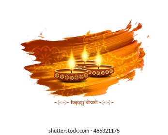 Elegant card design of traditional Indian festival Diwali with lamps.