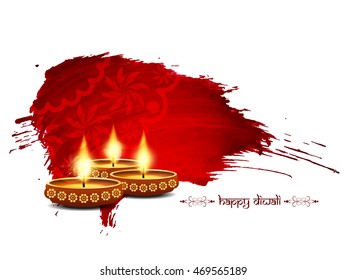 Elegant card design of traditional Indian festival Diwali with lamps.