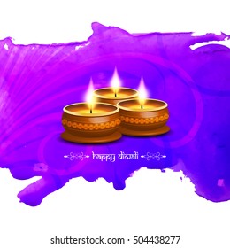 Elegant card design of traditional Indian festival Diwali with lamps.