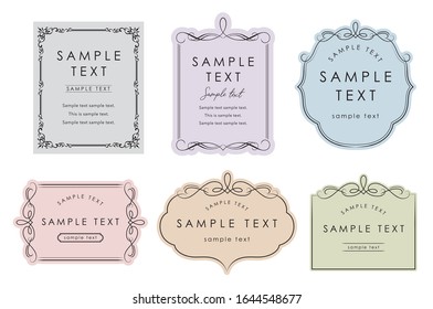 Elegant card frame template set pastel color