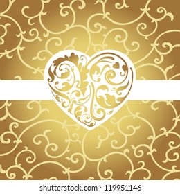 Elegant card with golden heart shape