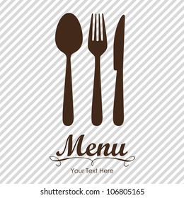 Elegant card for restaurant menu, with spoon, knife and fork vector illustration