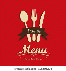 Elegant card for restaurant menu, with spoon, knife and fork vector illustration