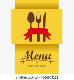 Elegant card for restaurant menu, with spoon, knife and fork vector illustration