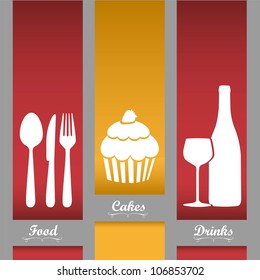 Elegant card for restaurant menu, with spoon, knife and fork vector illustration