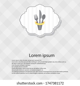 Elegant card for restaurant menu, with spoon, knife and fork vector illustration