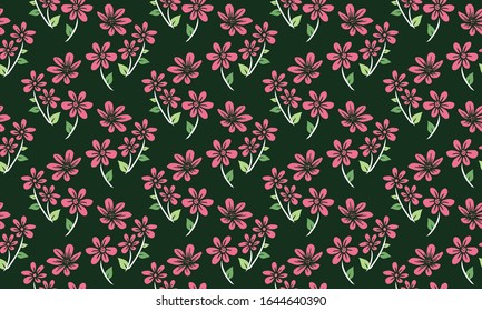 Elegant card for spring, with seamless leaf and flower pattern background design.